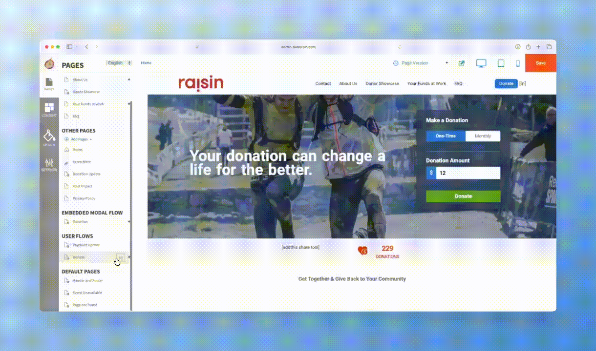 Animation of selecting Form embed code