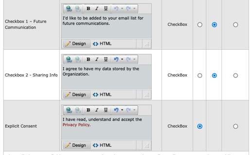 Screenshot of checkboxes 1 and 2 and explicit consent on forms.