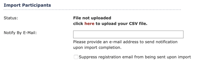 Import Participants section of Manage Users.