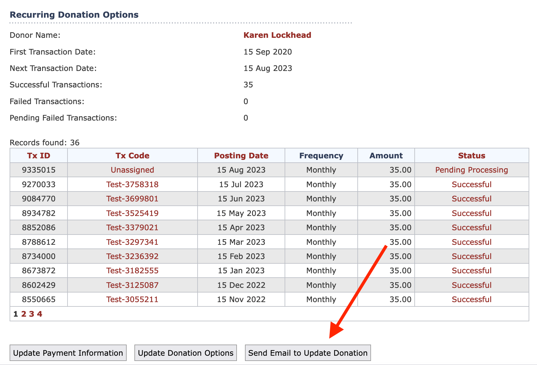 Enabling the portal for recurring donors to update their credit card ...